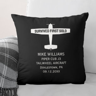 Student Pilot First Solo Aeroplane Funny Custom Cushion