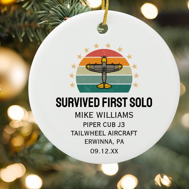 Student Pilot First Solo Aeroplane Personalised Ceramic Ornament (Creator Uploaded)