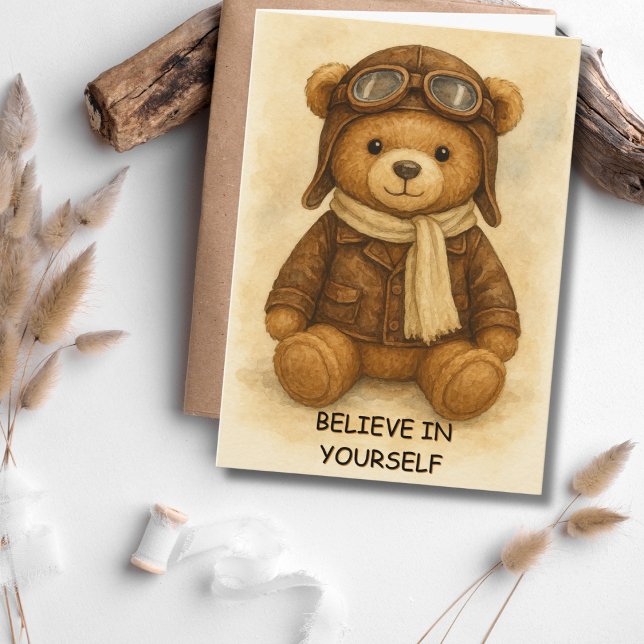 Student Pilot First Solo Aeroplane & Teddy Bear Card (Creator Uploaded)