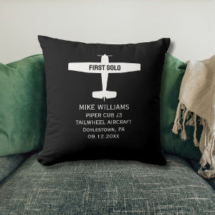 Student Pilot First Solo Airplane Aviation Custom Cushion