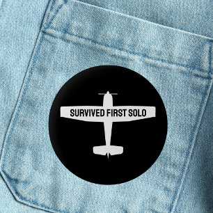 Student Pilot First Solo Airplane Funny Aviation 6 Cm Round Badge