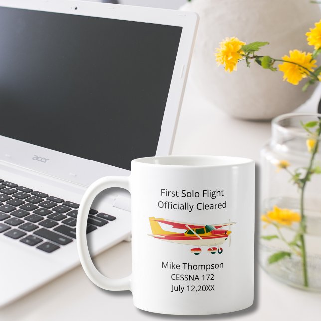 Student Pilot First Solo Cessna Photo Personalized Coffee Mug (Creator Uploaded)