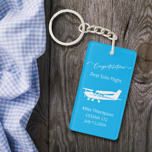 Student Pilot First Solo Photo Personalized Keycha Key Ring