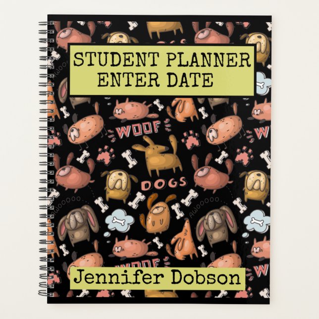 Student Planner with animated cartoon dogs  (Front)