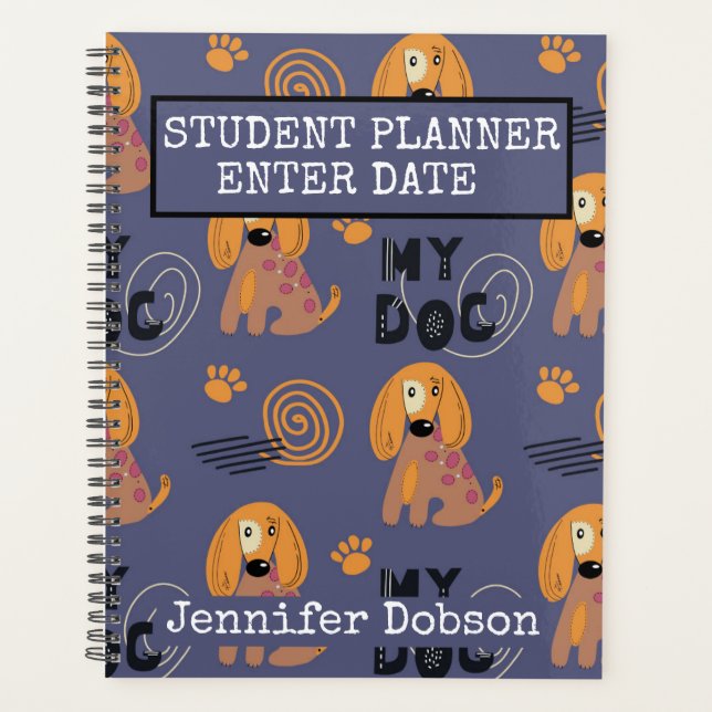 Student Planner with colourful cartoon dogs (Front)