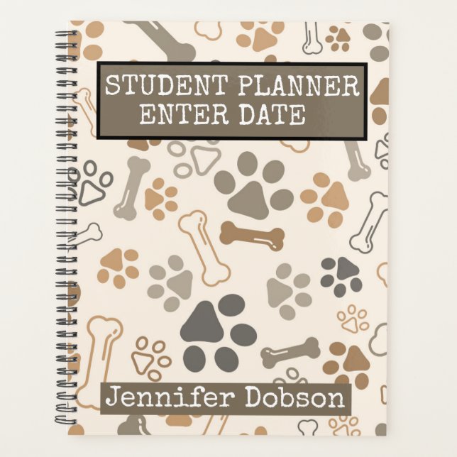 Student Planner with dog bones & paws (Front)