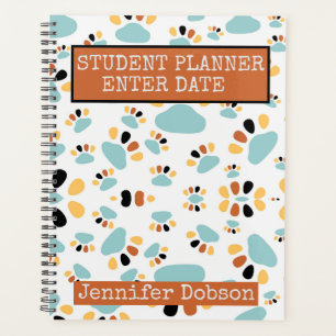 Student Planner with dog paw background