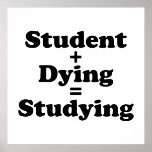 Student Plus Dying Equals Studying Poster