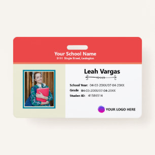 Student School Badge - Modern Identification card ID Badge