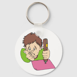 Student Studying Hard Key Ring