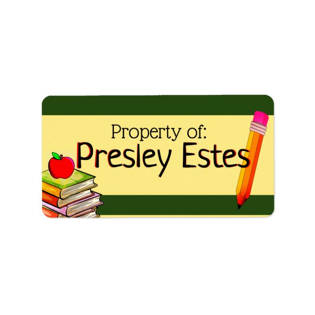 Student Supplies Property Classroom Label Stickers (Front)