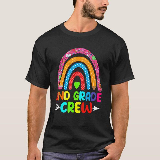 Student Teacher 2nd Grade Crew Rainbow Back To Sch T-Shirt (Front)