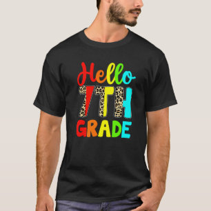 Student Teacher Hello 7th Grade Leopard Back To Sc T-Shirt