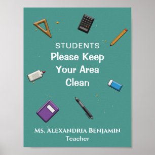 Student Teacher School Clean Up Personalize Poster