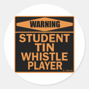 Student Tin Whistle Player Classic Round Sticker
