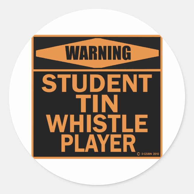 Student Tin Whistle Player Classic Round Sticker (Front)