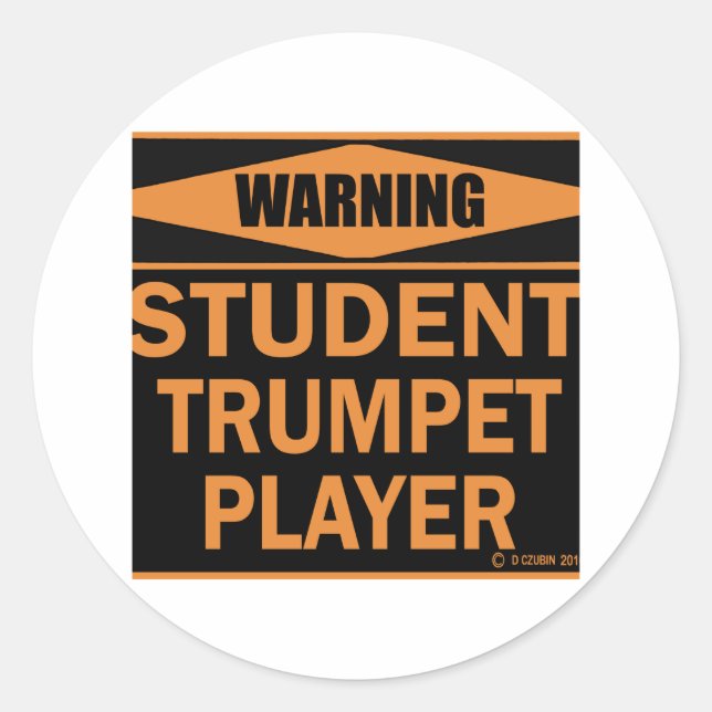 Student Trumpet Player Classic Round Sticker (Front)