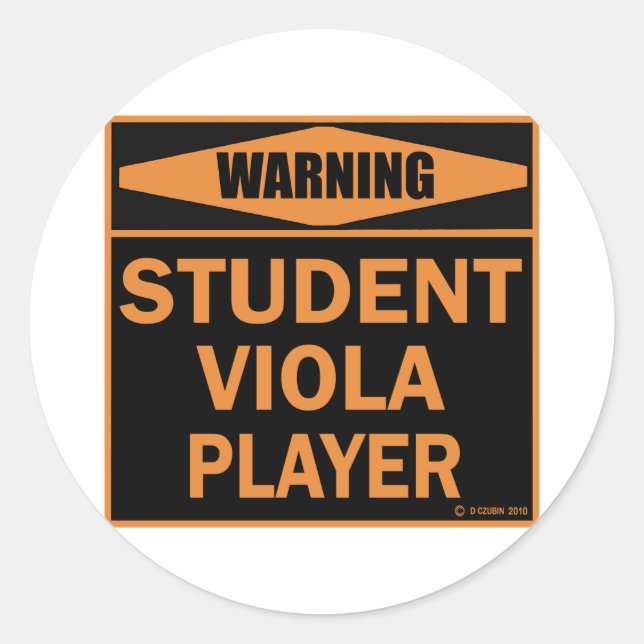 Student Viola Player Classic Round Sticker (Front)