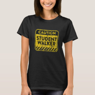 Student Walker Amputee Leg Warning Sign Illustrati T-Shirt