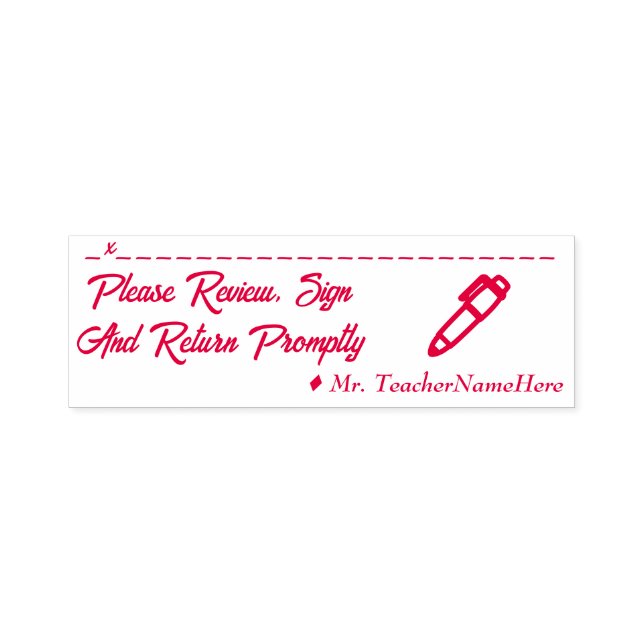 Student Work Review & Educator Name Rubber Stamp (Design)