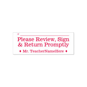 Student Work Review + Name Rubber Stamp