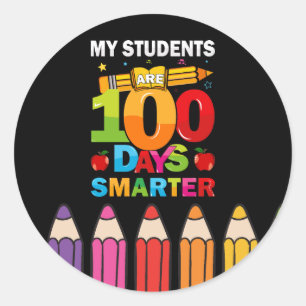 Students 100 Days Smarter Classic Round Sticker