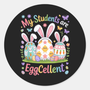 Students are Eggcellent Easter Retro Style Classic Round Sticker