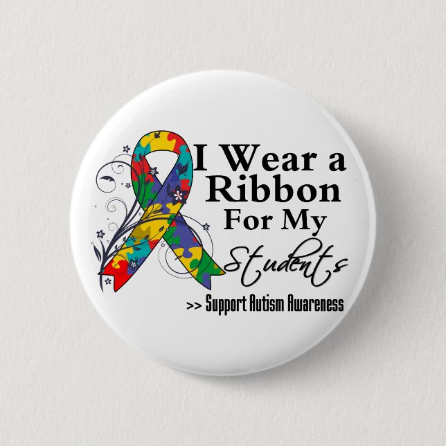 Students - Autism Ribbon 6 Cm Round Badge (Front)