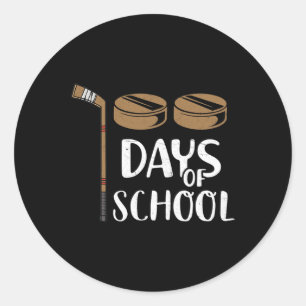 Students Fun 100th Day Of School Hockey Classic Round Sticker