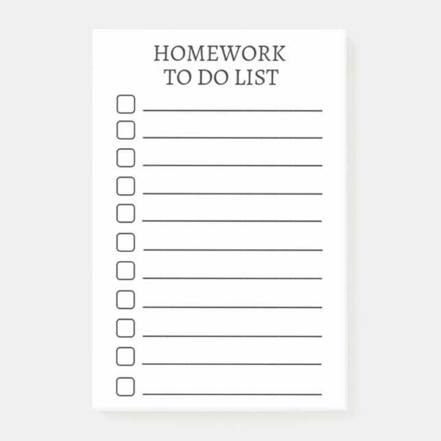 Student's Homework To Do List Modern Notes (Front)
