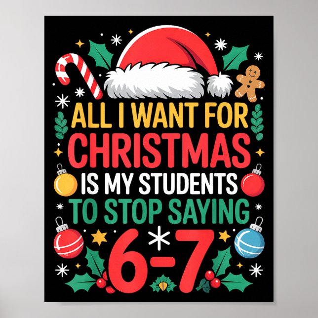 Students Saying 67 Meme Six Seven Funny Christmas  Poster (Front)