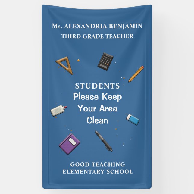 Students Teacher Back to School Clean Personalise  Banner (Vertical)