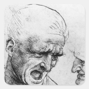 Studies for the heads of two soldiers square sticker