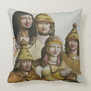 Studies of native Americans (colour litho) Cushion