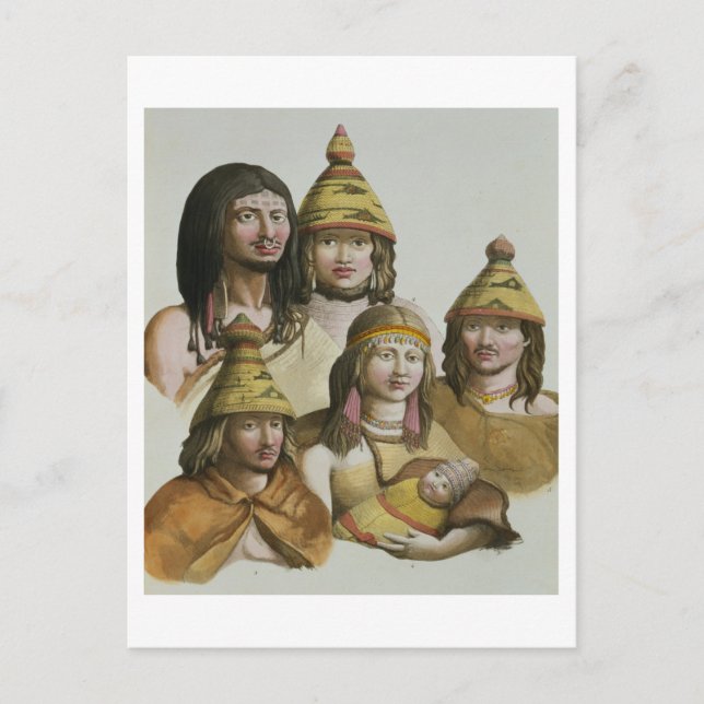 Studies of native Americans (colour litho) Postcard (Front)