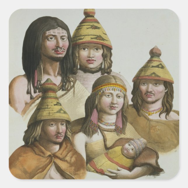 Studies of native Americans (colour litho) Square Sticker (Front)