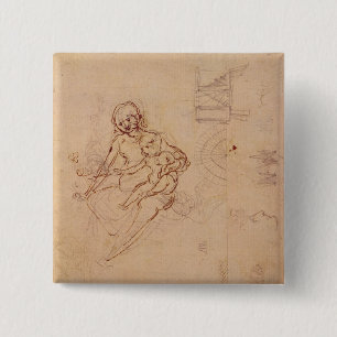 Studies  Virgin and Child Heads Profile Machines 15 Cm Square Badge