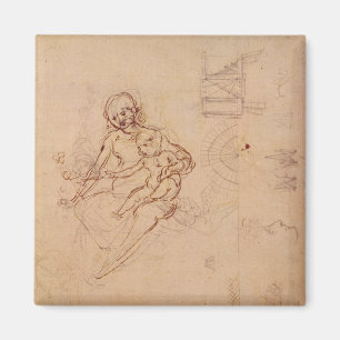 Studies  Virgin and Child Heads Profile Machines Magnet