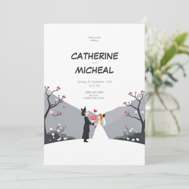 Studio Ghibli Style Personlized Wedding Invite (Standing Front)