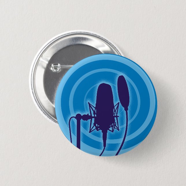 Studio Microphone 6 Cm Round Badge (Front & Back)