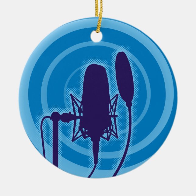 Studio Microphone Ceramic Tree Decoration (Front)