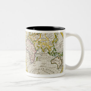 Studio shot of antique world map Two-Tone coffee mug