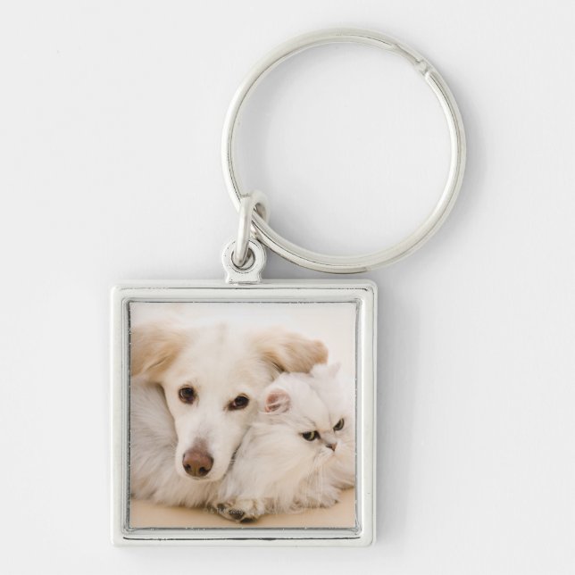 Studio shot of cat and dog key ring (Front)
