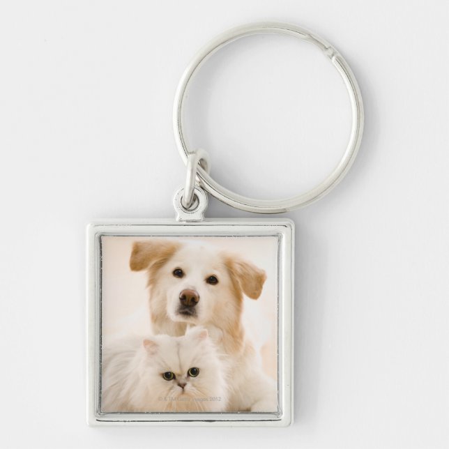 Studio shot of cat and dog key ring (Front)