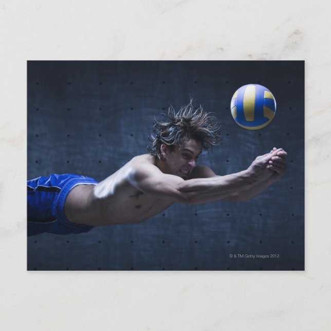 Studio shot of volleyball player playing 2 postcard (Front)