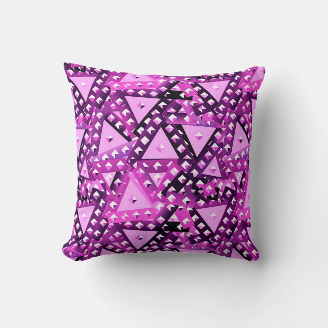 "Studs and Triangles" abstract - purple, violet Cushion (Front)
