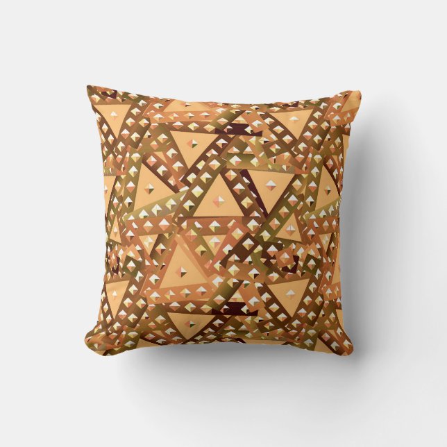 "Studs and Triangles" abstract - tan, brown Cushion (Front)
