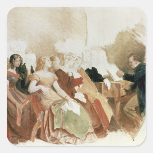 Study for An Evening at Baron von Spaun's Square Sticker