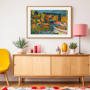 Study for Autumn Landscape with Boats   Kandinsky Poster
