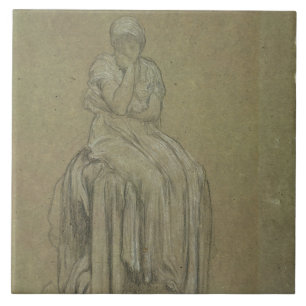 Study for Solitude, c.1890 (chalk on paper) Ceramic Tile